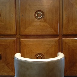 Custom barrel chair in front of Paolo Buffa bar cabinet by Dana Lance for Danajohn Photography © danajohn302